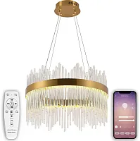 Люстра подвесная LED LAMPS 81260 Natali Kovaltseva прозрачная на 1 лампу, основание золотое в стиле современный с пультом Люстра подвесная LED LAMPS 81260 Natali Kovaltseva прозрачная на 1 лампу, основание золотое в стиле современный с пультом